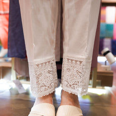 White Embroidered Trouser