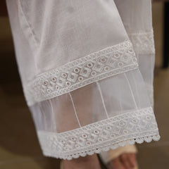 White Embroidered Trouser